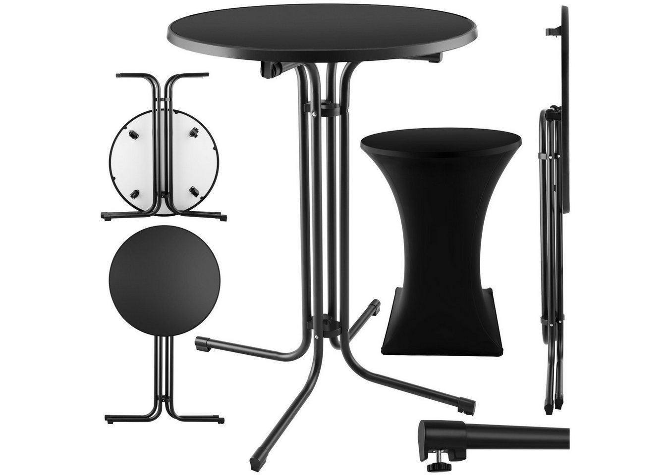 tectake Bistrotisch Stehtisch (1-St., 1 tlg), Stehtisch mit klappbarem Gestell für schnellen Auf- und Abbau von tectake