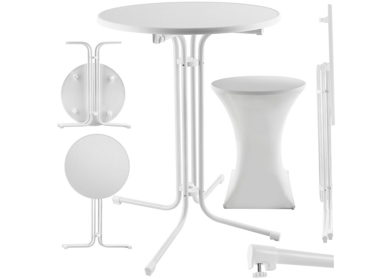 tectake Bistrotisch Stehtisch (1-St., 2 tlg), Stehtisch mit klappbarem Gestell für schnellen Auf- und Abbau von tectake