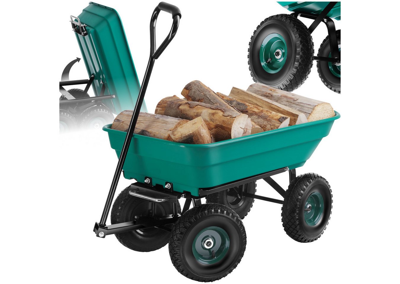 tectake Bollerwagen Gartenwagen, mit Kippfunktion tectake Bollerwagen Gartenwagen, mit Kippfunktion von tectake