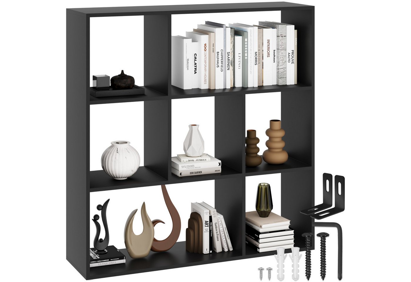 tectake Bücherregal Bücherständer Tartu mit 7 offenen Fächern, 104x29x107cm, Set 1-tlg., asymmetrisches Design von tectake