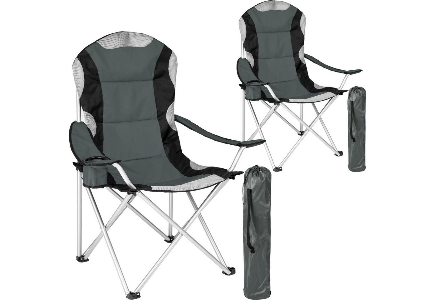 tectake Campingstuhl 2er Set Campingstuhl (2er Set, 2 St), faltbar, gepolstert von tectake