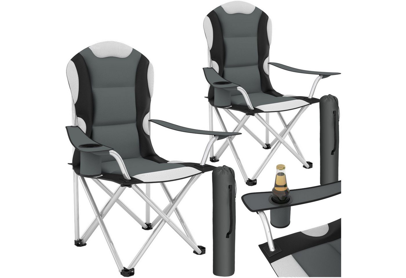 tectake Campingstuhl 2er Set Campingstuhl (2er Set, 2 St), faltbar, gepolstert von tectake