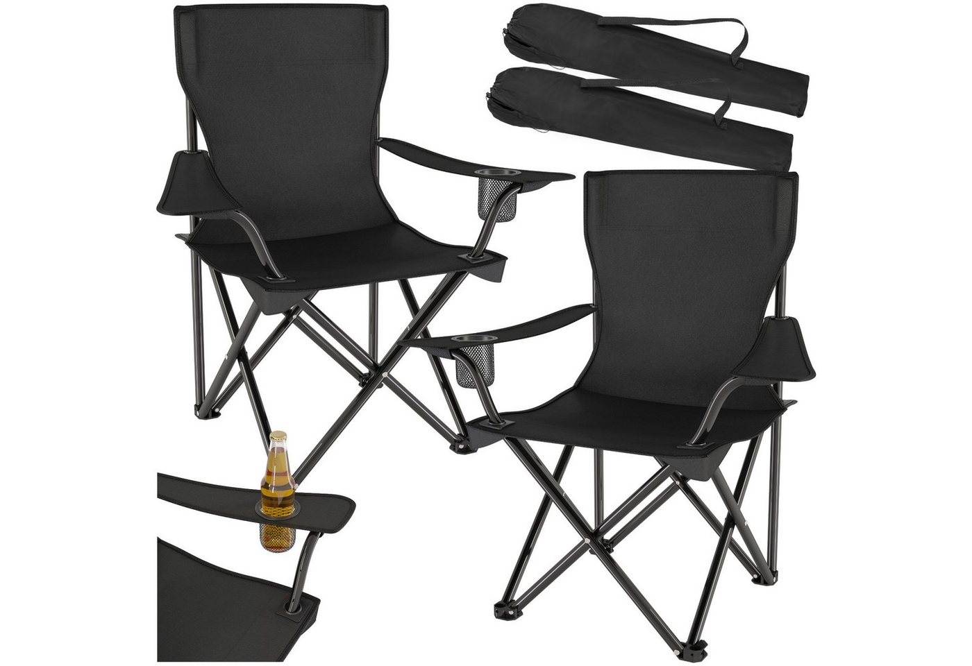 tectake Campingstuhl 2er Set Campingstuhl (2er Set, 2 St), faltbar von tectake