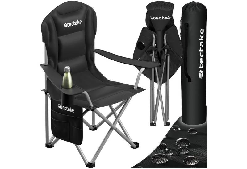 tectake Campingstuhl Gepolsterter Campingstuhl (Set., 1 St), Inklusive Getränkehalter, Seitentasche und Tragetasche von tectake
