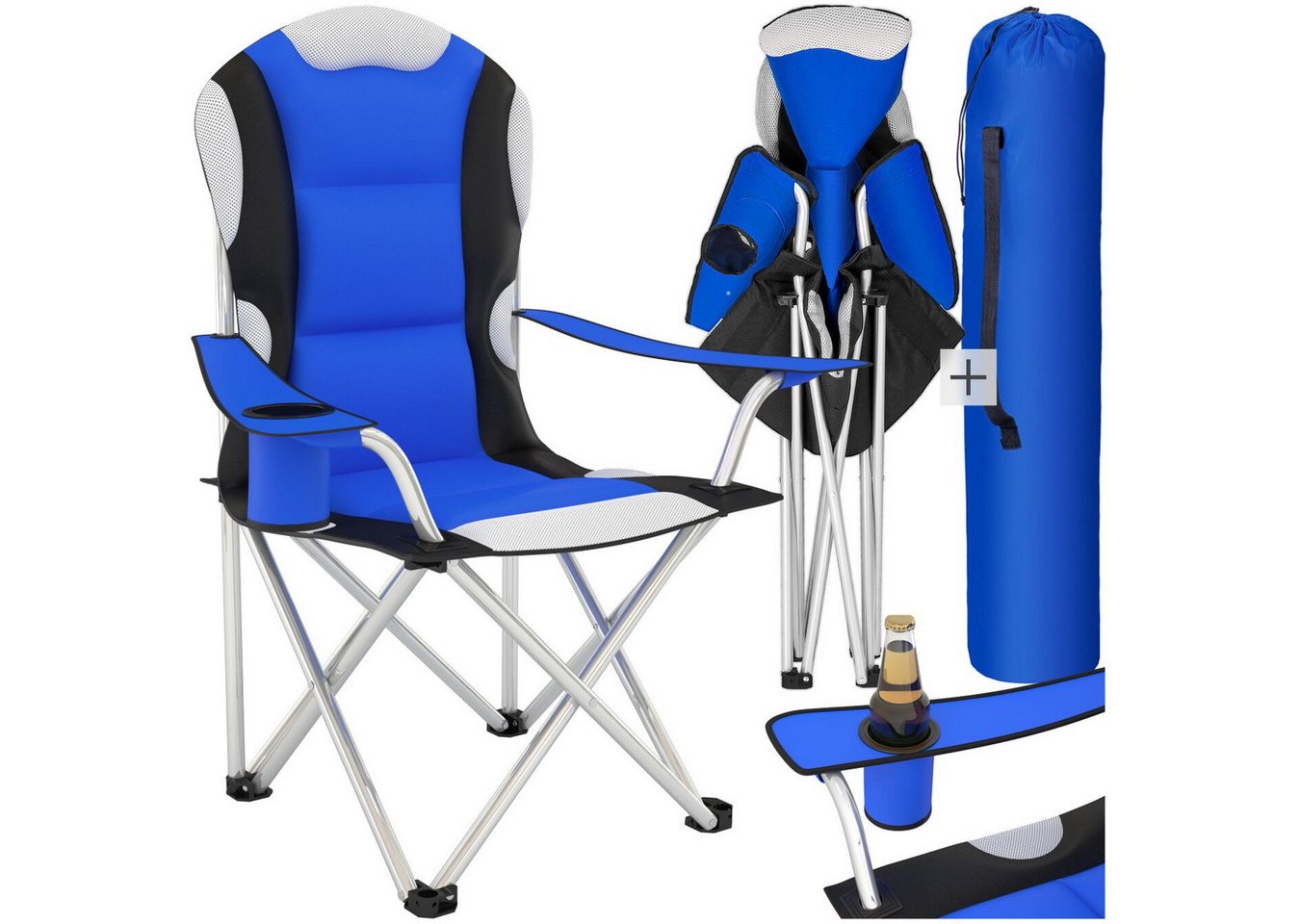 tectake Campingstuhl Klappstuhl mit Polsterung (Set., 1 St), Angenehme Polsterung, sehr leicht zu Handhaben und schnell aufklappbar von tectake