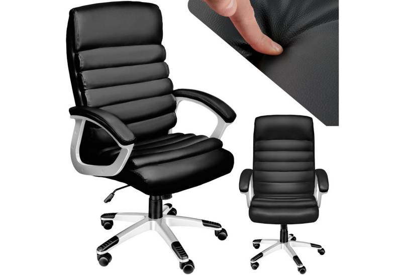 tectake Chefsessel Bürostuhl (1er Set, 1 St), 360° drehbar und stufenlos höhenverstellbar von tectake