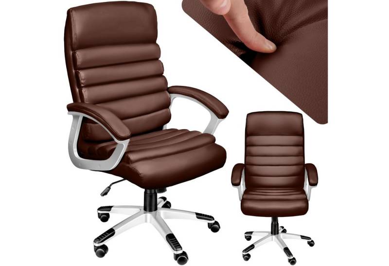 tectake Chefsessel Bürostuhl (1er Set, 1 St), 360° drehbar und stufenlos höhenverstellbar von tectake