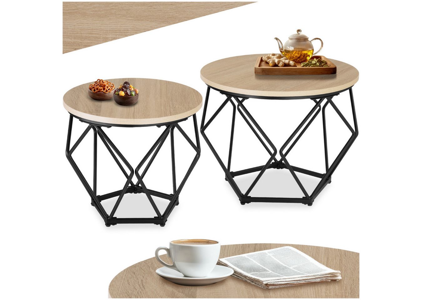 tectake Couchtisch 2er Set Couchtisch (1-St., 2 tlg), Zwei modische Couchtische im minimalistischen Industrial Look von tectake