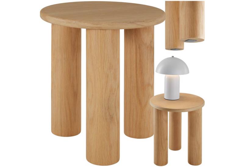 tectake Beistelltisch Couchtisch Sisi, rund, Beine aus Massivholz, pflegeleicht (1-St., 1 tlg), Stilvoller Beistelltisch in Rundform mit massiven Holzbeinen von tectake