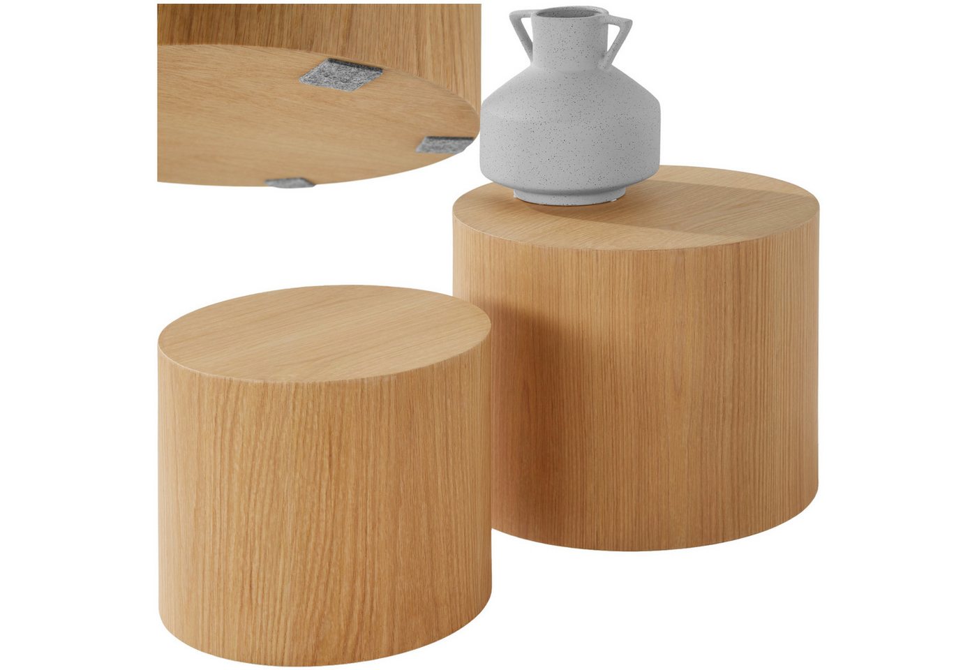 tectake Couchtisch 2er Set Couchtische (1-St., Komplettset), Großer und kleiner Beistelltisch in charmanter Eichenoptik von tectake