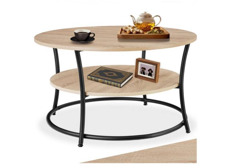 tectake Couchtisch Beistelltisch Cromford 80x46cm (1-St., 1 tlg), Geschwungener Couchtisch im angesagten Industrie-Stil von tectake