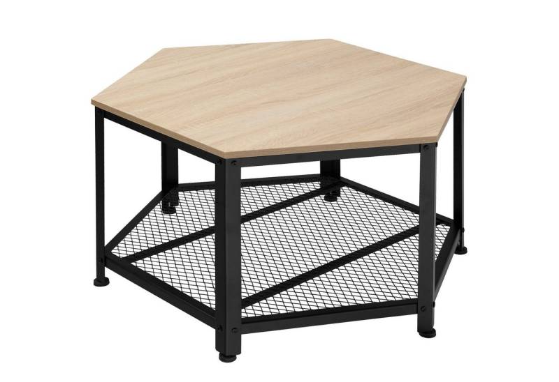 tectake Couchtisch Beistelltisch Norwich 86,5x75x46,5cm (1-St., 1 tlg), Sechseckiger Couchtisch im minimalistischen Industrial Style von tectake