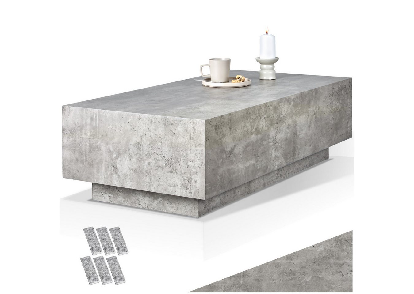 tectake Couchtisch Lasley (1-St., 1 tlg), Markanter Couchtisch in stilvoller Betonoptik von tectake