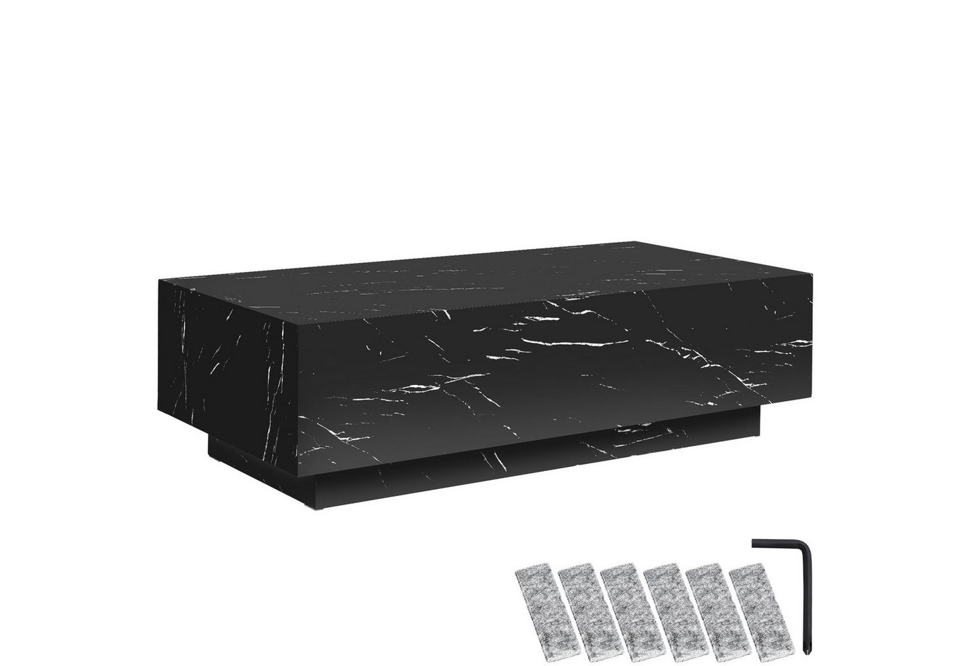 tectake Couchtisch Lasley (1-St., 1 tlg), Markanter Couchtisch in stilvoller Marmoroptik von tectake