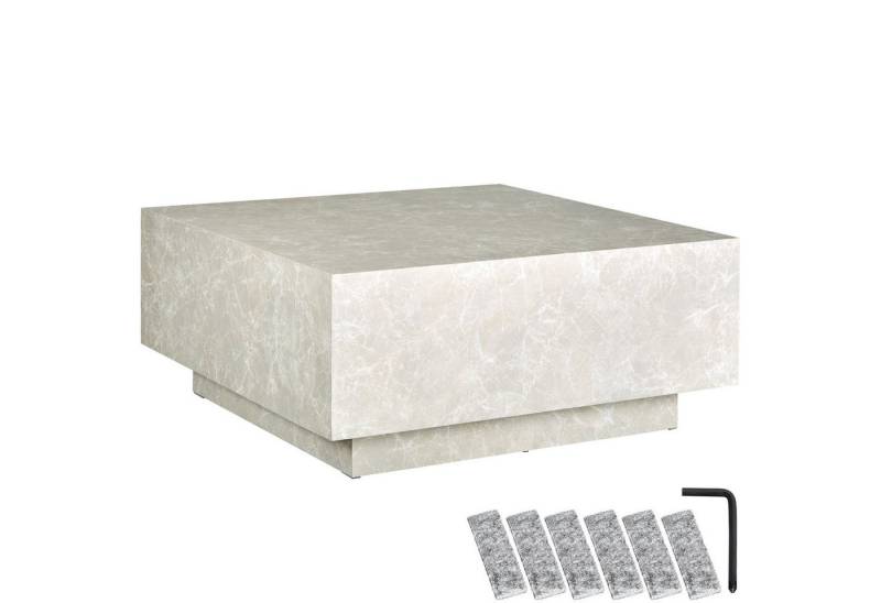 tectake Couchtisch Lasley (1-St., 1 tlg), Markanter Couchtisch in stilvoller Travertinoptik von tectake