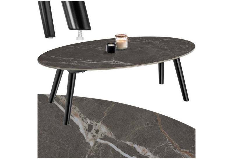tectake Couchtisch Ovaler Couchtisch (1-St., 1 tlg), Eleganter ovaler Couchtisch mit großer Ablagefläche von tectake