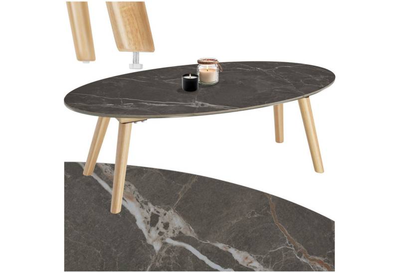 tectake Couchtisch Ovaler Couchtisch (1-St., 1 tlg), Eleganter ovaler Couchtisch mit großer Ablagefläche von tectake