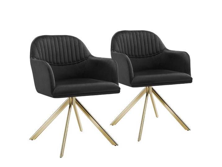 tectake DREHSTUHL, Schwarz, Gold, 56x81x59 cm, Esszimmer, Stühle, Esszimmerstühle, Vierfußstühle von tectake