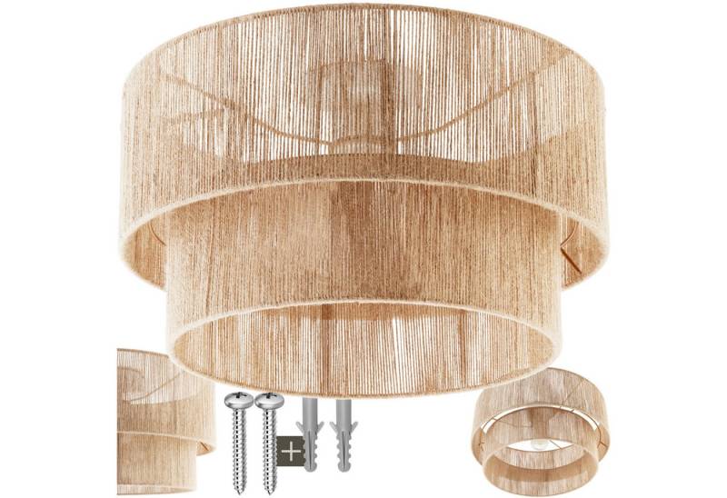 tectake Deckenleuchten Deckenleuchte, Kunstvolle Leuchte mit 2-stufigem Lampenschirm im schicken Boho-Stil von tectake