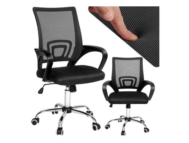 tectake Drehstuhl Bürostuhl (1er Set, 1 St), ergonomische Form mit Lordosenstütze, schwarz, schwarz, schwarz von tectake