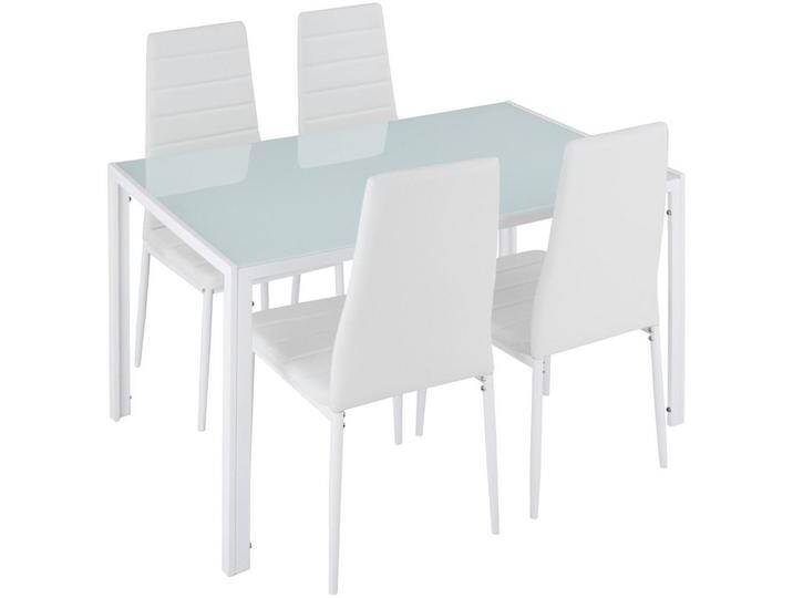 tectake ESSZIMMERGRUPPE, Weiß, Metall, Rechteckig, 70x75x120 cm, Esszimmer, Bänke, Tisch- & Eckbankgruppen von tectake