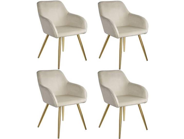 tectake ESSZIMMERSTUHL, Creme, Gold, 58x82x62 cm, Esszimmer, Stühle, Esszimmerstühle, Vierfußstühle von tectake