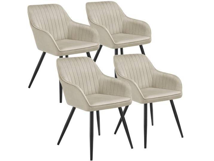 tectake ESSZIMMERSTUHL, Creme, Schwarz, Metall, Pappel, 58x82x62 cm, Esszimmer, Stühle, Esszimmerstühle, Armlehnenstühle von tectake