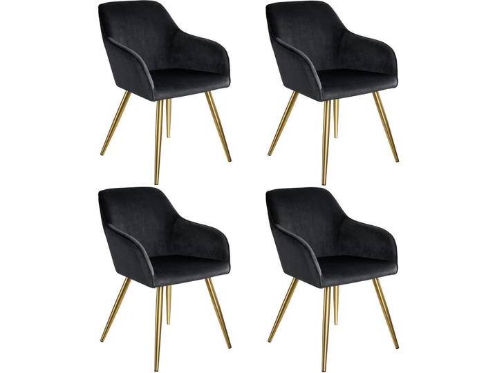 tectake ESSZIMMERSTUHL, Schwarz, Gold, 58x82x62 cm, Esszimmer, Stühle, Esszimmerstühle, Vierfußstühle von tectake