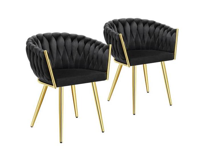tectake ESSZIMMERSTUHL, Schwarz, Gold, Pappel, 60.5x75x55 cm, Esszimmer, Stühle, Esszimmerstühle, Armlehnenstühle von tectake