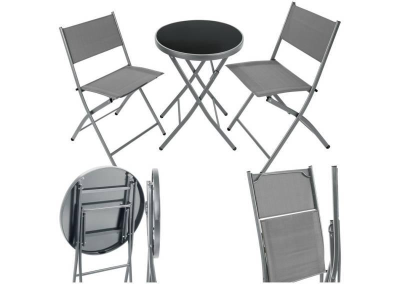 tectake Essgruppe Bistro-Set, (Set., 3-tlg), Robustes Gestell aus Stahl von tectake