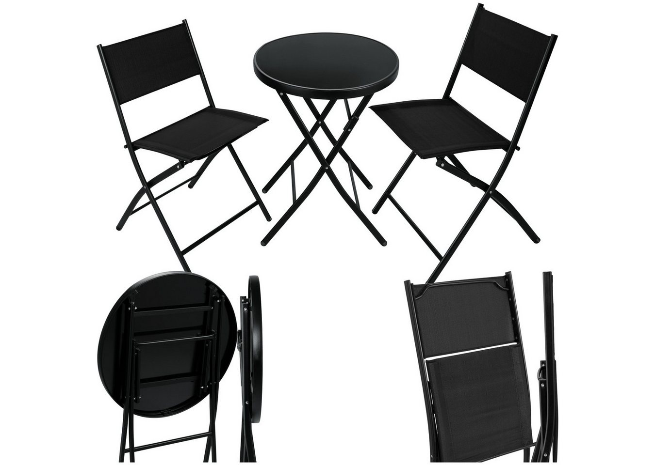 tectake Essgruppe Bistro-Set, (Set., 3-tlg), Robustes Gestell aus Stahl von tectake