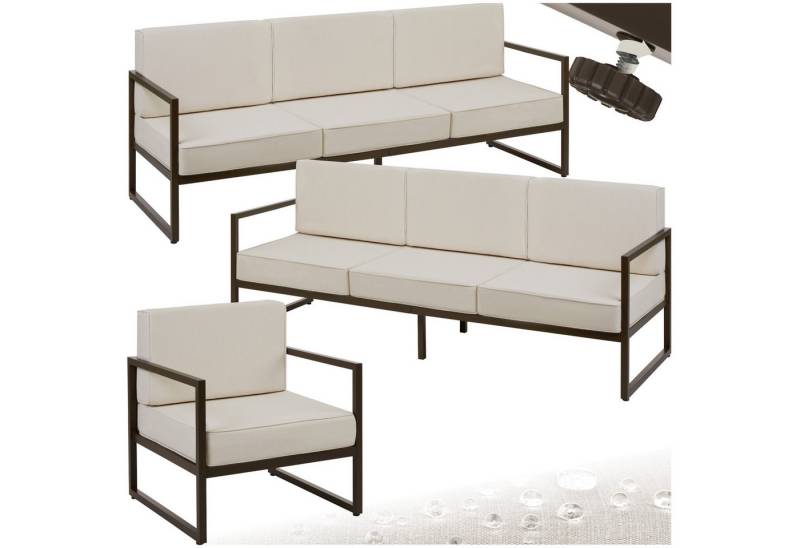 tectake Essgruppe Garten-Loungeset, (Set., 1-tlg), Pulverbeschichtete Stahlgestelle für maximale Stabilität von tectake