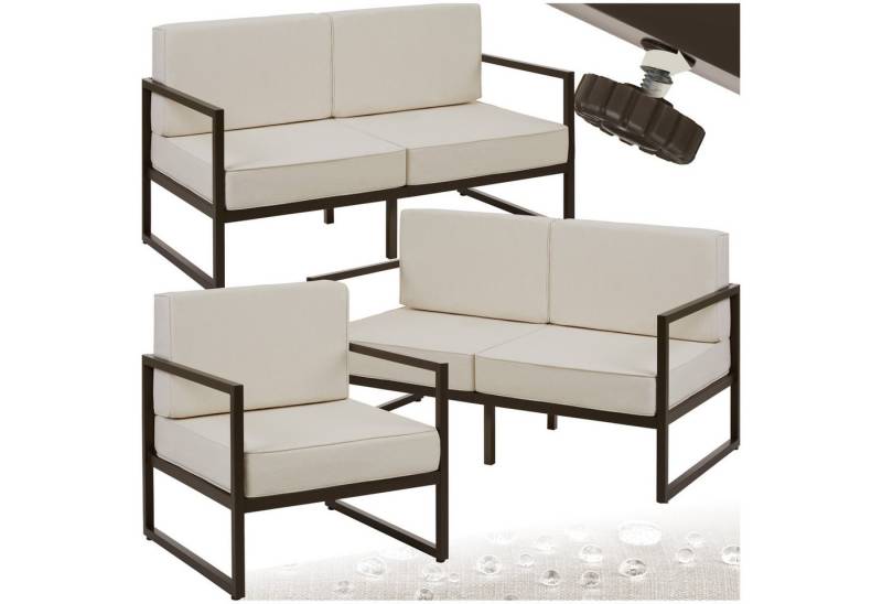 tectake Essgruppe Garten-Loungeset, (Set., 3-tlg), Pulverbeschichtete Stahlgestelle für maximale Stabilität von tectake