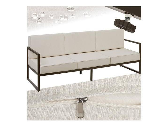 tectake Essgruppe Garten-Loungesofa, (Set., 1-tlg), Pulverbeschichtetes Stahlgestell für maximale Stabilität, beige braun, 1 tlg. von tectake