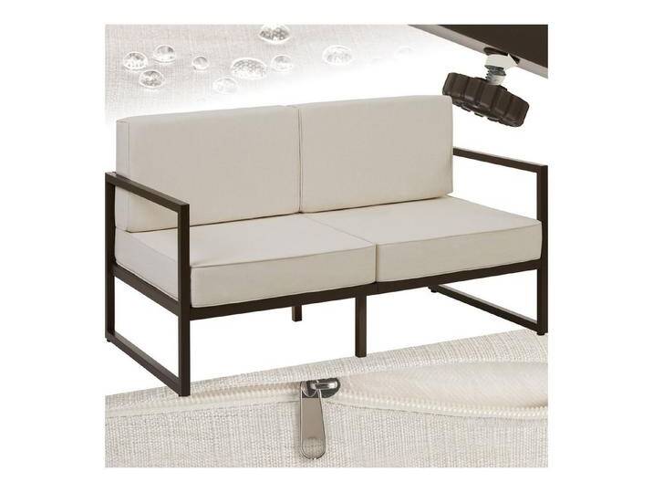 tectake Essgruppe Garten-Loungesofa, (Set., 1-tlg), Pulverbeschichtetes Stahlgestell für maximale Stabilität, beige braun, Stahl von tectake