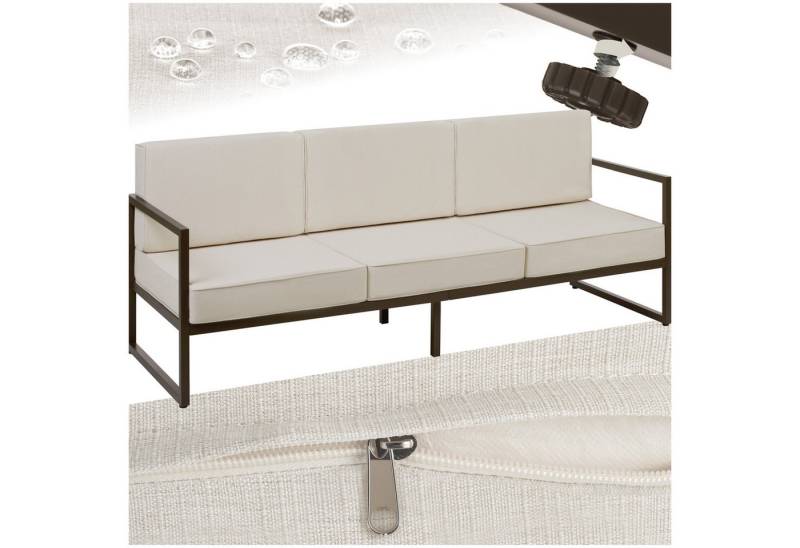 tectake Essgruppe Garten-Loungesofa, (Set., 1-tlg), Pulverbeschichtetes Stahlgestell für maximale Stabilität von tectake