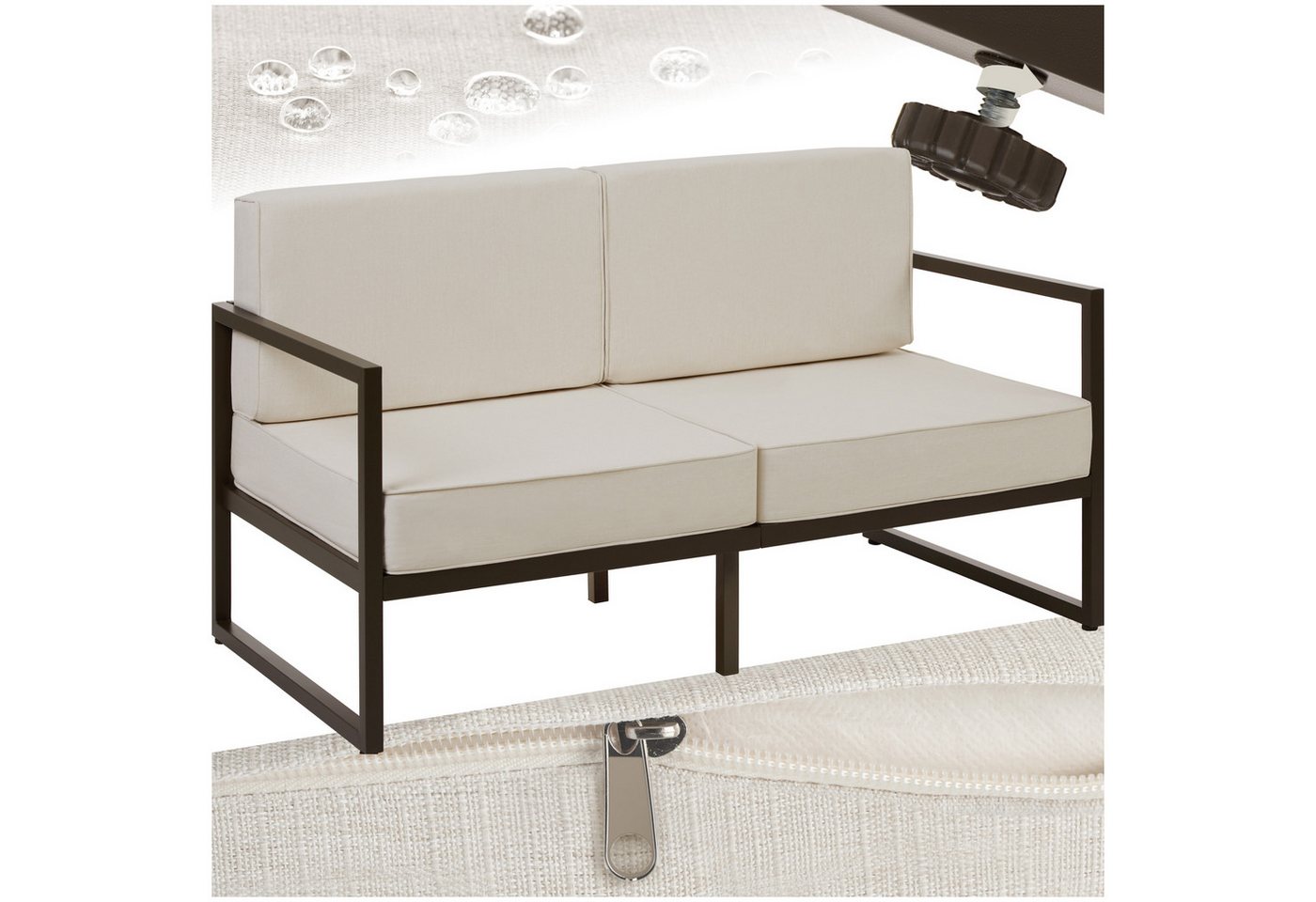 tectake Essgruppe Garten-Loungesofa, (Set., 1-tlg), Pulverbeschichtetes Stahlgestell für maximale Stabilität von tectake