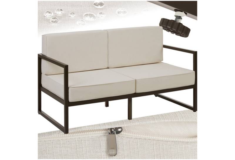 tectake Essgruppe Garten-Loungesofa, (Set., 1-tlg), Pulverbeschichtetes Stahlgestell für maximale Stabilität von tectake
