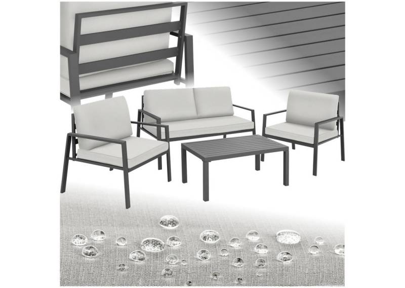 tectake Essgruppe Sitzgruppe, (Set., 1-tlg), Extradicke und wasserabweisende Kissen von tectake
