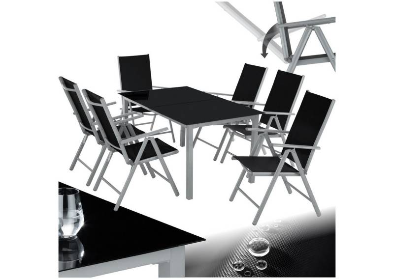 tectake Essgruppe Sitzgruppe, (Set., 7-tlg), Klappbare, platzsparende Stühle von tectake