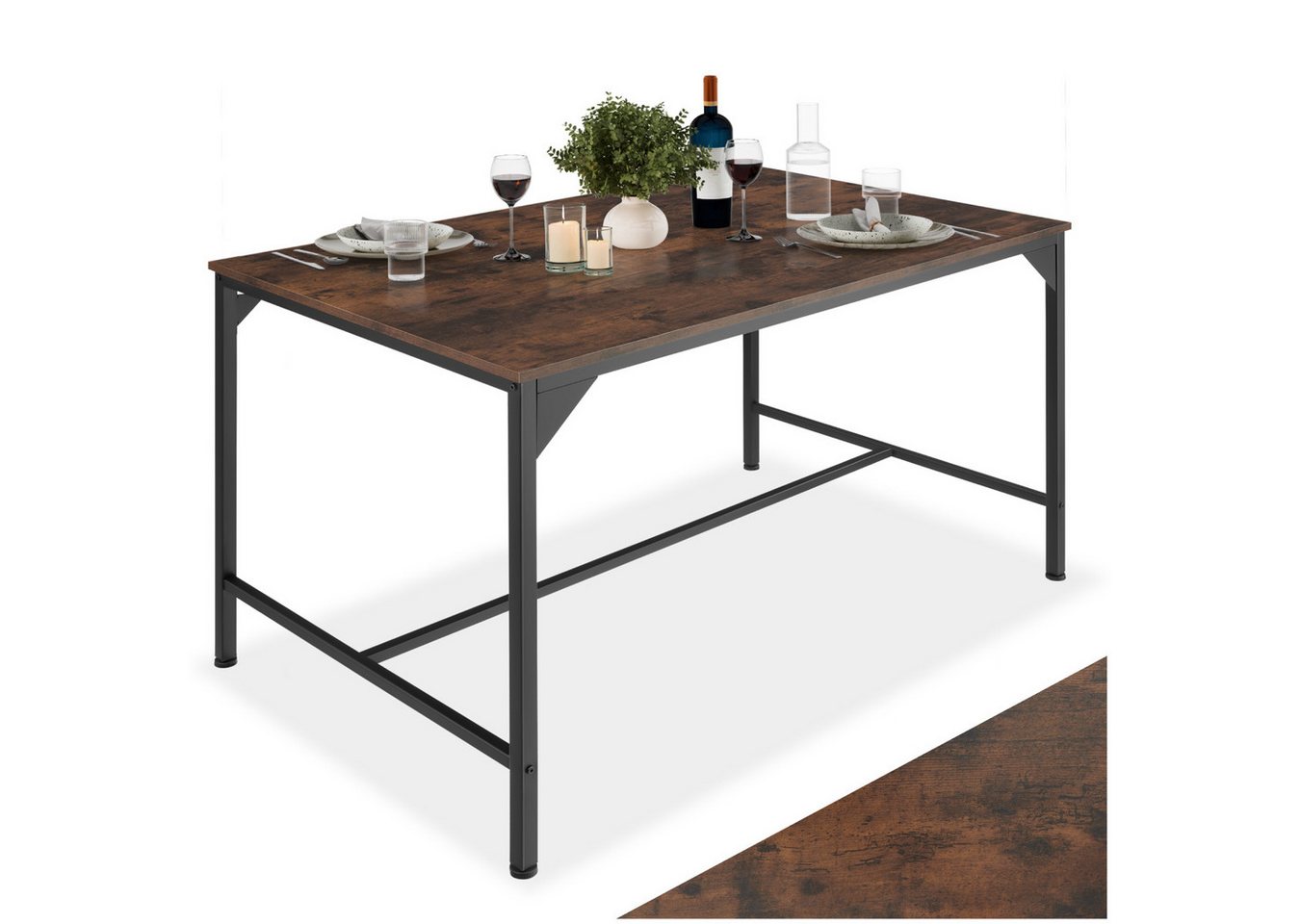 tectake Esstisch Belfast (1-St., 1 tlg), Schnörkelloser Esstisch im markanten Factory-Look von tectake