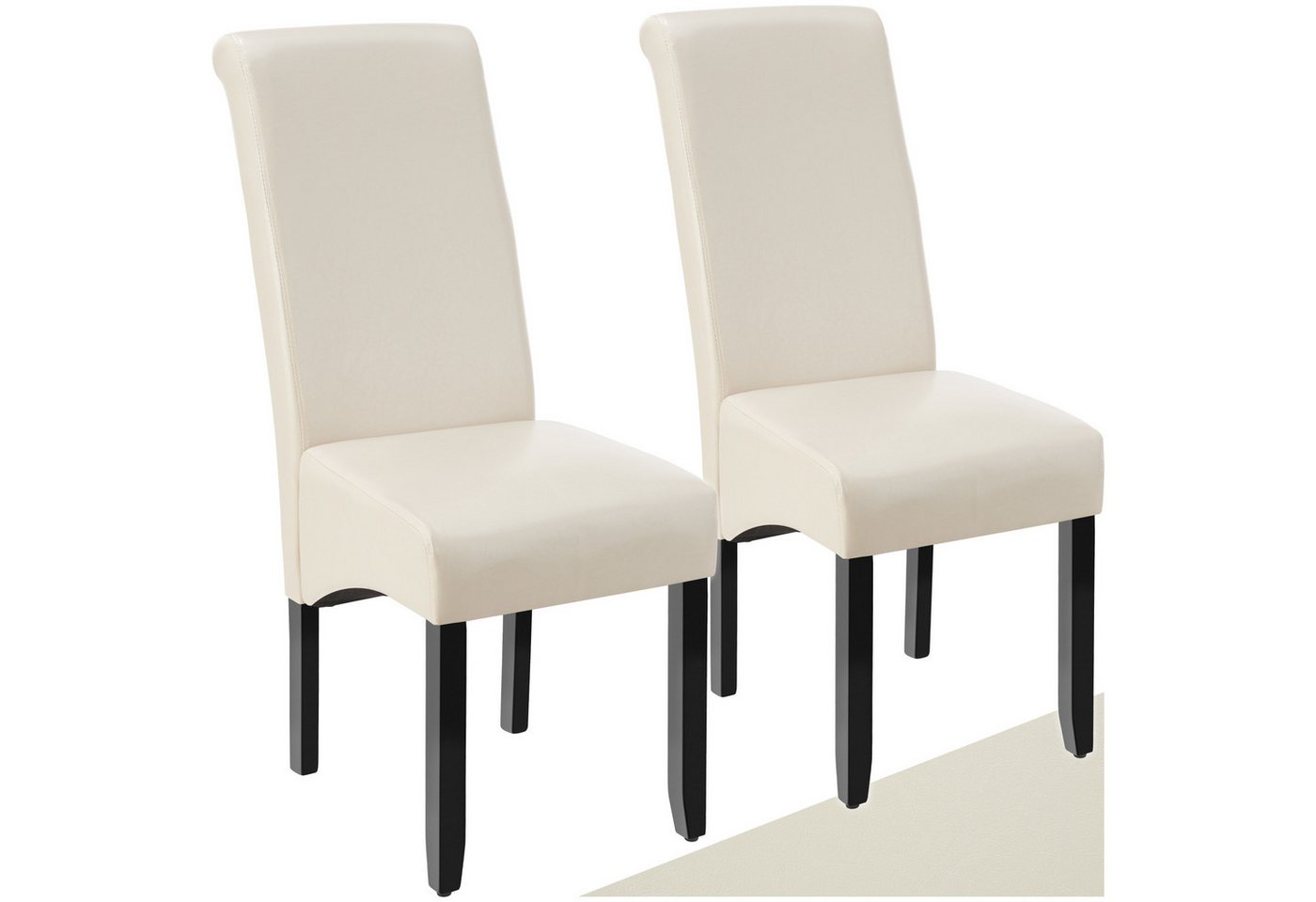 tectake Esszimmerstuhl (2er Set, 2 St), gepolstert mit Kunstlederbezug von tectake