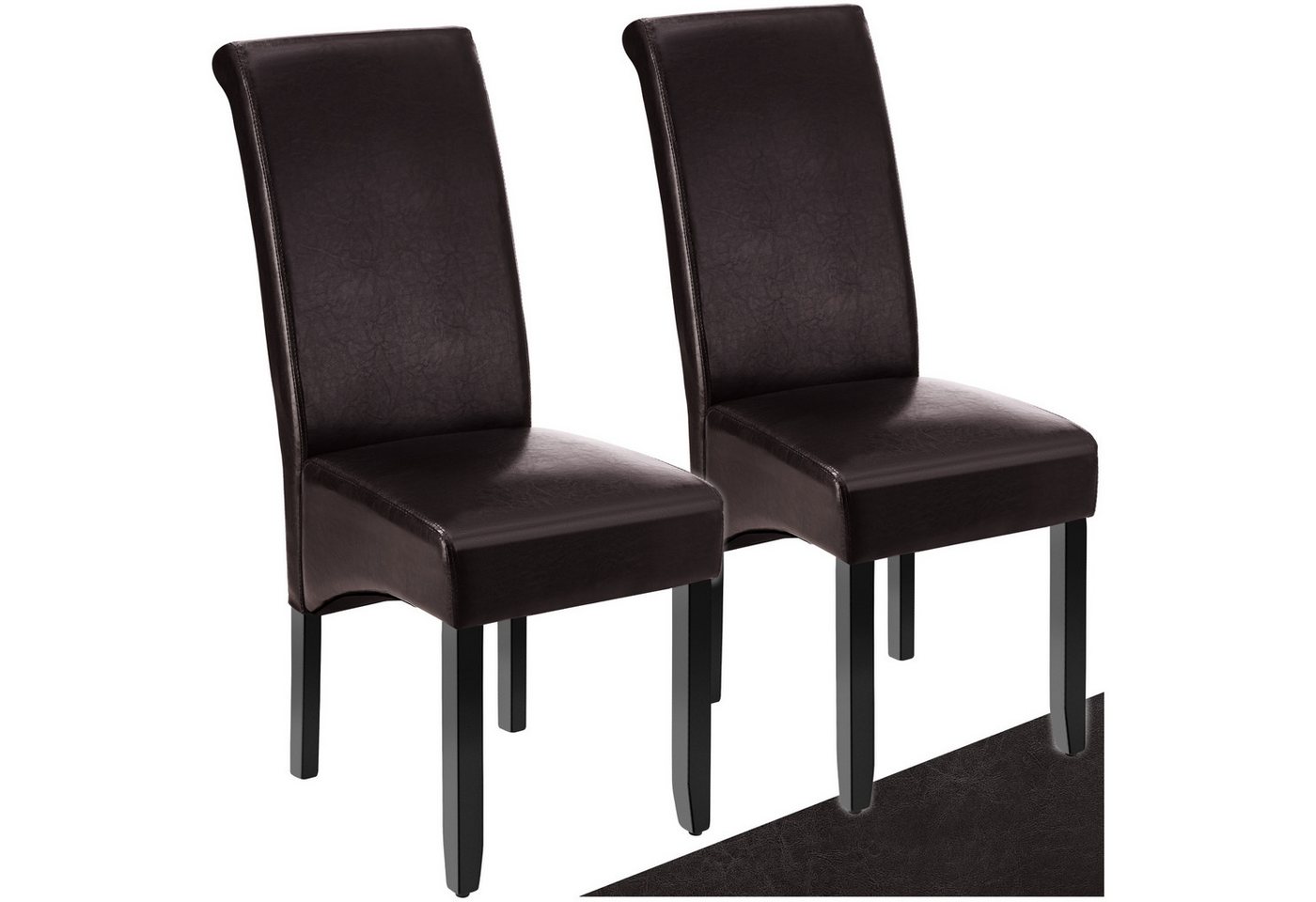 tectake Esszimmerstuhl (2er Set, 2 St), gepolstert mit Kunstlederbezug von tectake
