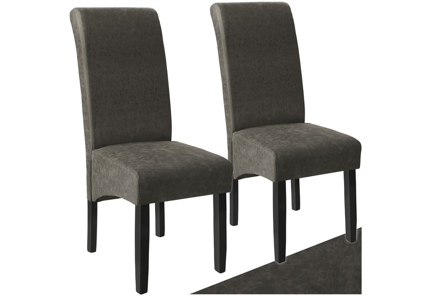 tectake Esszimmerstuhl (2er Set, 2 St), gepolstert mit Kunstlederbezug von tectake