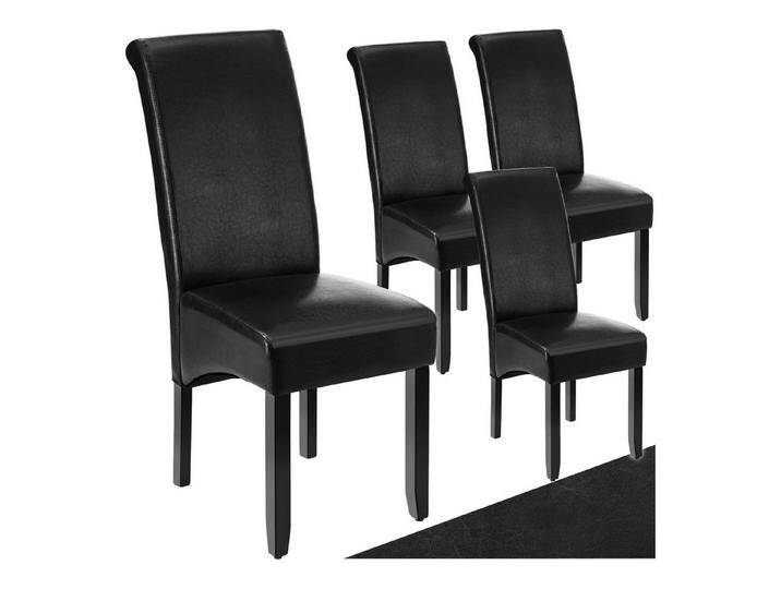 tectake Esszimmerstuhl (4er Set, 4 St), gepolstert mit Kunstlederbezug, schwarz, schwarz 4er Set, schwarz von tectake