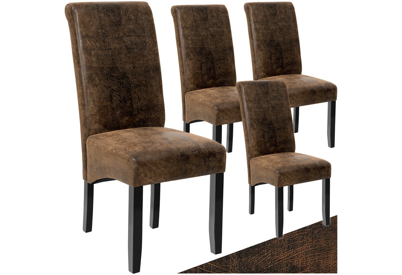 tectake Esszimmerstuhl Küchenstuhl, ergonomisch, massives Hartholz (Set., 4 St), Ergonomische Form für besten Sitzkomfort auch über längeren Zeitraum von tectake