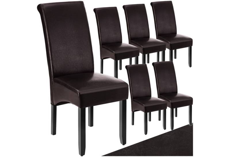 tectake Esszimmerstuhl Küchenstuhl, ergonomisch, massives Hartholz (Set., 6 St), Ergonomische Form für besten Sitzkomfort auch über längeren Zeitraum von tectake