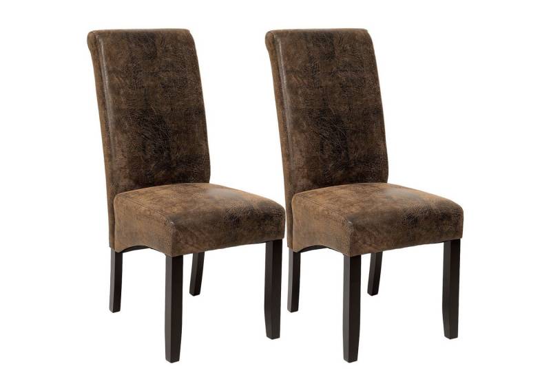 tectake Esszimmerstuhl 2er Set Esszimmerstuhl (2er Set, 2 St), gepolstert mit Kunstlederbezug von tectake