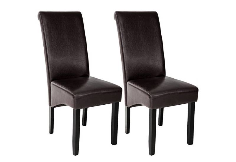 tectake Esszimmerstuhl 2er Set Esszimmerstuhl (2er Set, 2 St), gepolstert mit Kunstlederbezug von tectake