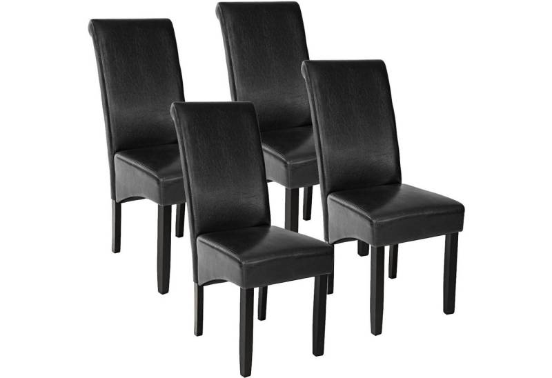 tectake Esszimmerstuhl 4er Set Esszimmerstuhl (4er Set, 4 St), gepolstert mit Kunstlederbezug von tectake